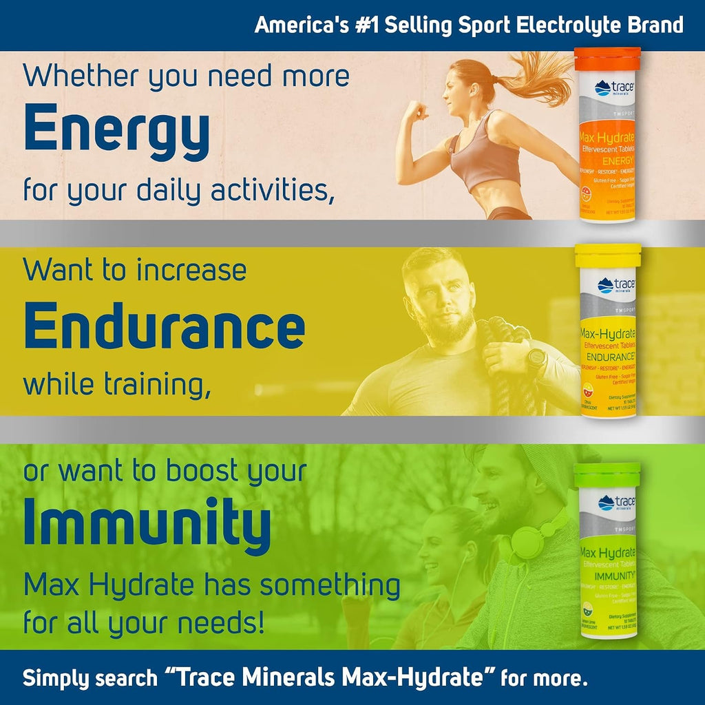 Trace Minerals Comprimidos Efervescentes Max-hydrate Inmunidad Lima Limón Magnesio – Minerales