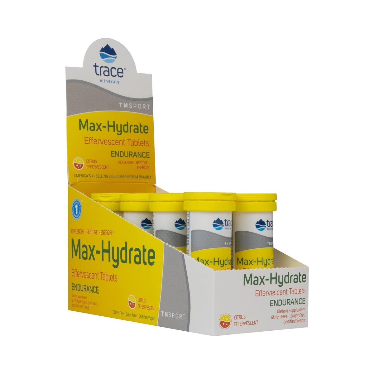 Trace Minerals Max-hydrate Resistencia, 8-10 Tabletas 360g Sabor Citricos Citrus