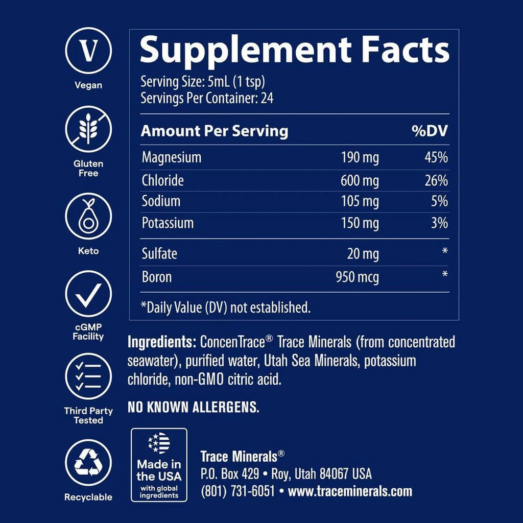 Trace Minerals Gotas de electrolitos Keto con magnesio, 4 onzas líquidas 118 ml