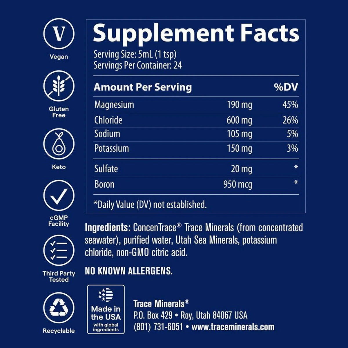Trace Minerals Gotas de electrolitos Keto con magnesio, 4 onzas líquidas 118 ml