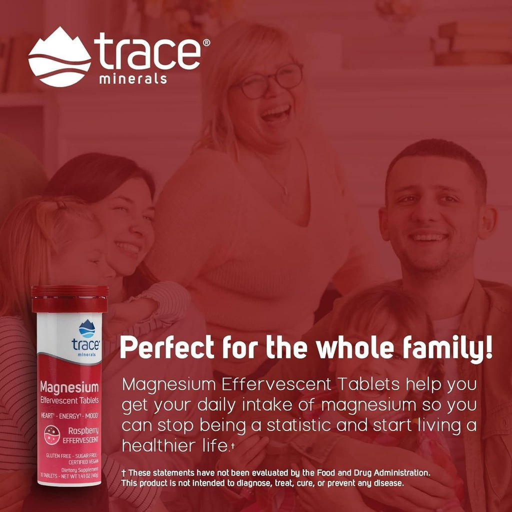 Trace Minerals Magnesio Tabletas EfervecenteS 40g Sabor Frambuesa Frambuesa – Minerales