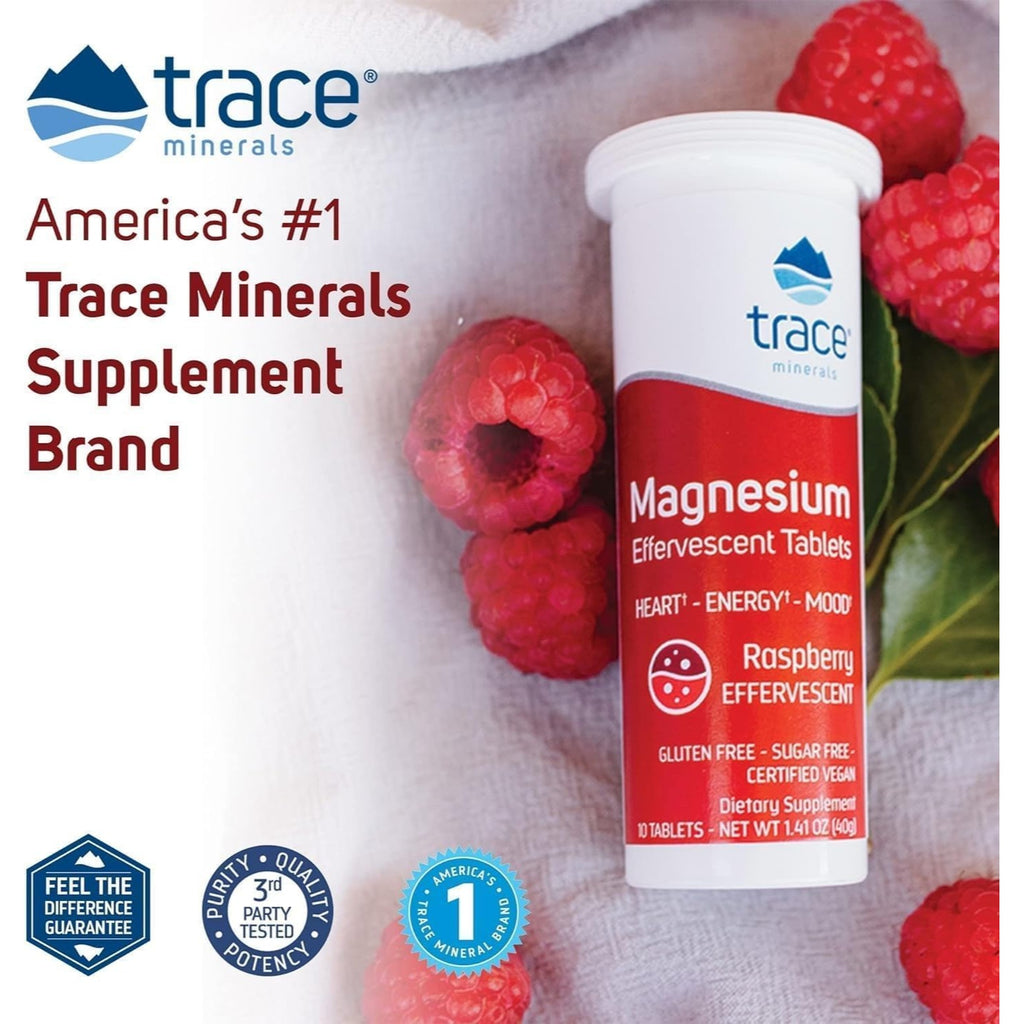 Trace Minerals Magnesio Tabletas EfervecenteS 40g Sabor Frambuesa Frambuesa – Minerales