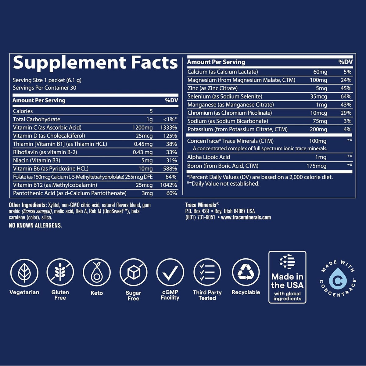 Trace Minerals Electrolito Stamina Power Pak De Con Sabor A 30 G Citrus – Hidratación