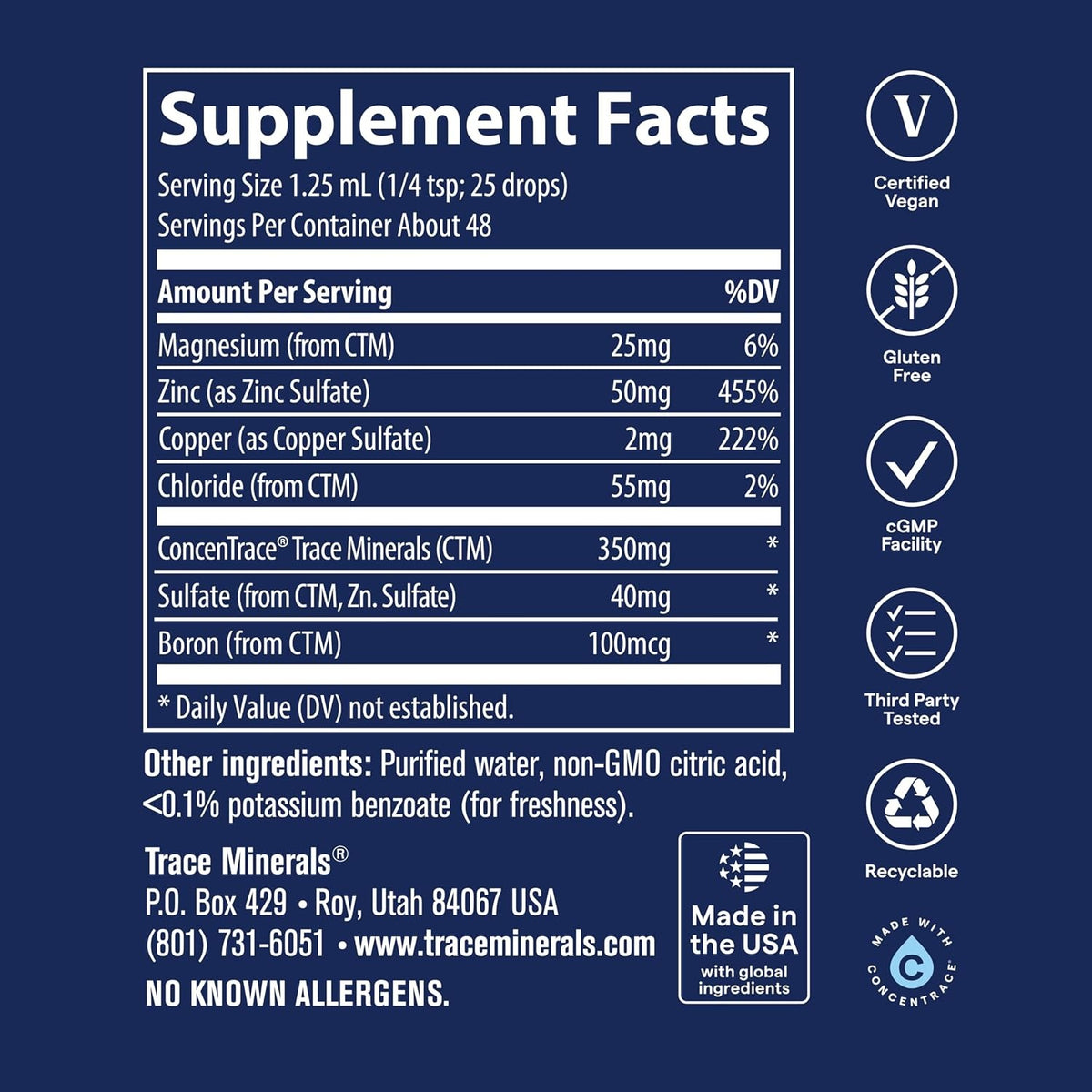 Trace Minerals Zinc Iónico + Vitamina C 2 oz