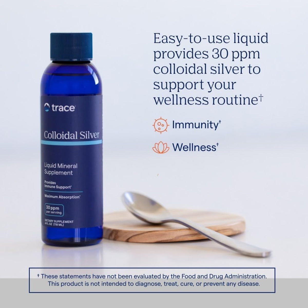 Trace Minerals Plata Coloidal 118ml, 30ppm/Porciones Sin Sabor