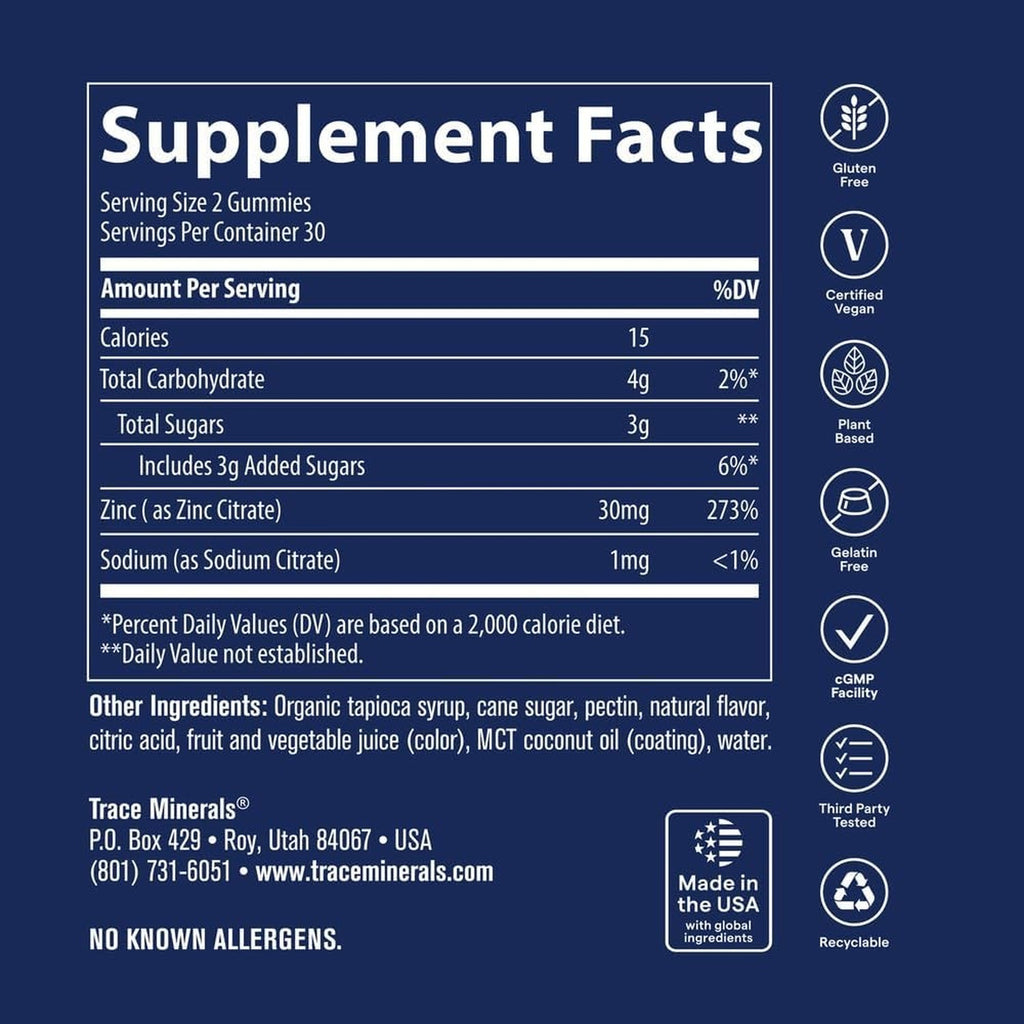 Trace Minerals Zinc 60 Gomitas