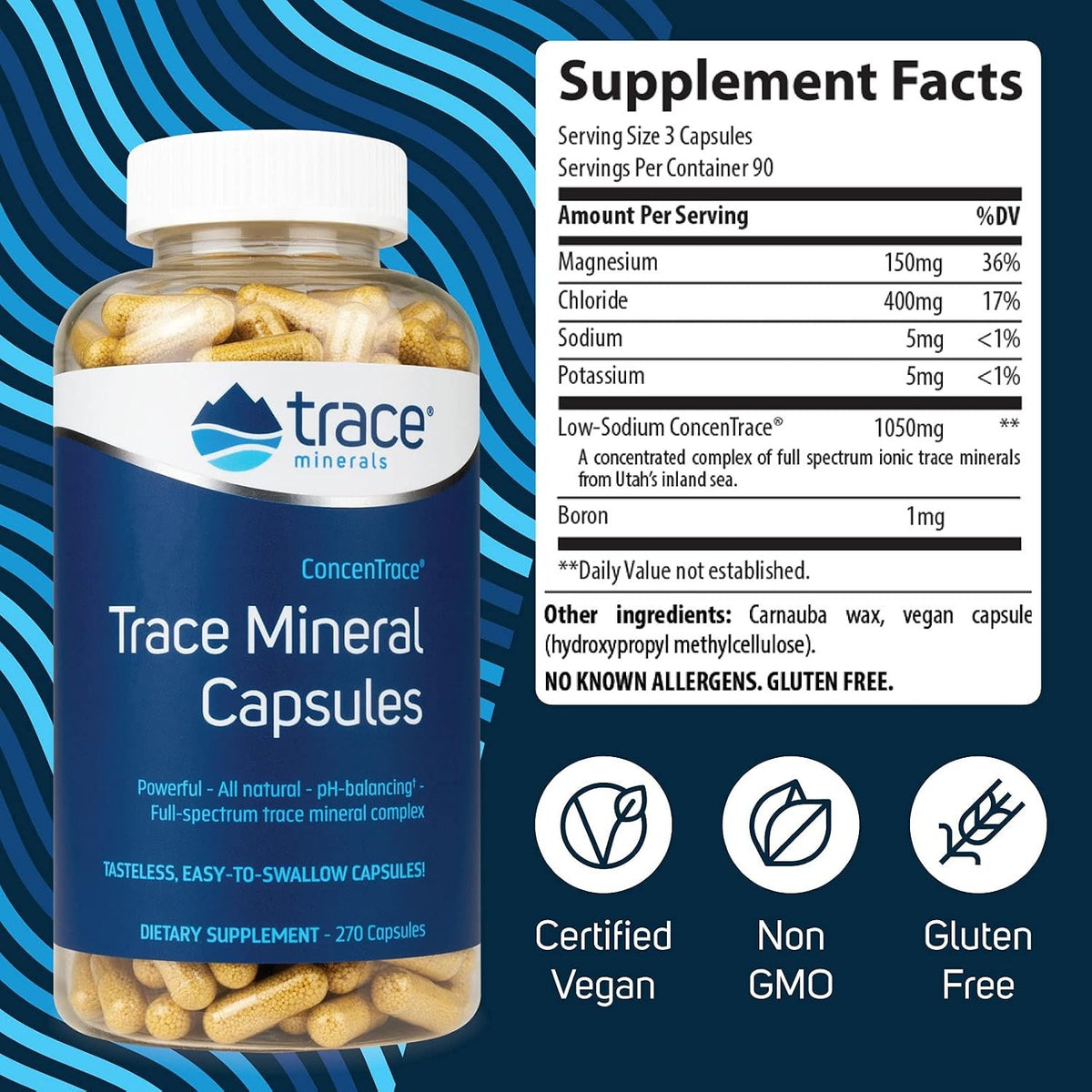 Trace Minerals Vegano Concentrace Cápsulas 270 Unidades – Minerales Traza
