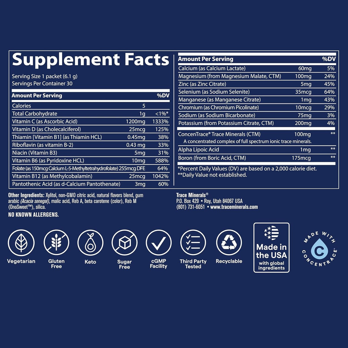 Trace Minerals Power Pak Vitamina C Naranja Mango 30 Sachets – Vitaminas