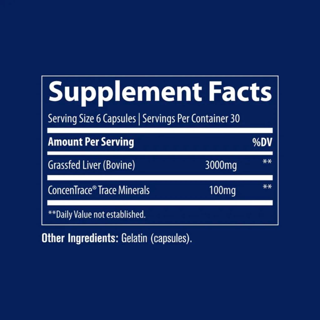 TRACE MINERALS BEEF LIVER -HORMONAS- 500MG 180 CAPSULAS SFN
