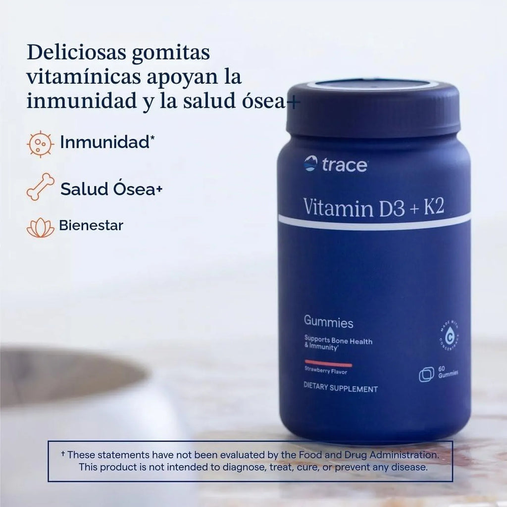 Trace Minerals Gomitas de vitamina D3 + K2, 60 porciones sabor fresa