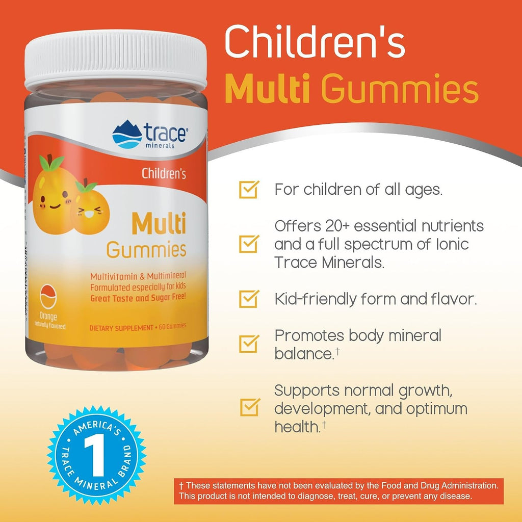 Trace Minerals Gomitas Múltiples Para Niños 60 Gomitas Naranja