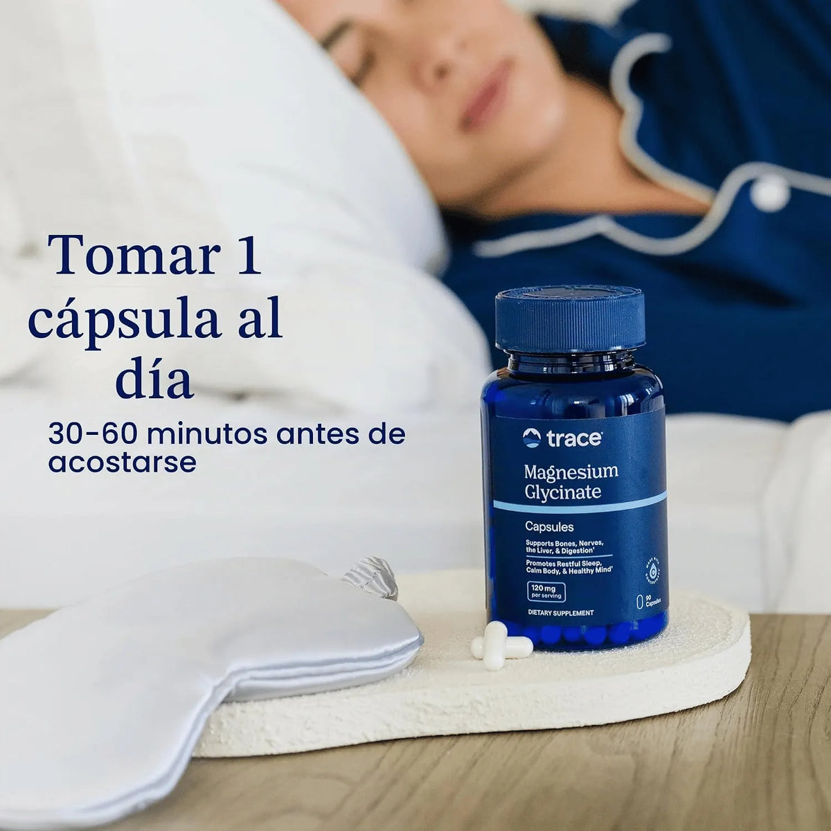Trace Minerals Glicinato de magnesio, Suplemento suave de glicinato de magnesio para apoyar un sueño saludable y la relajación 120 mg 90 unidades