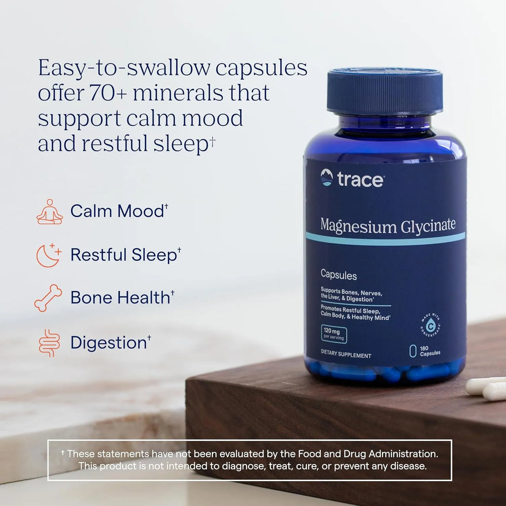 Trace minerals Magnesium Glycinate 120 mg 180 ct