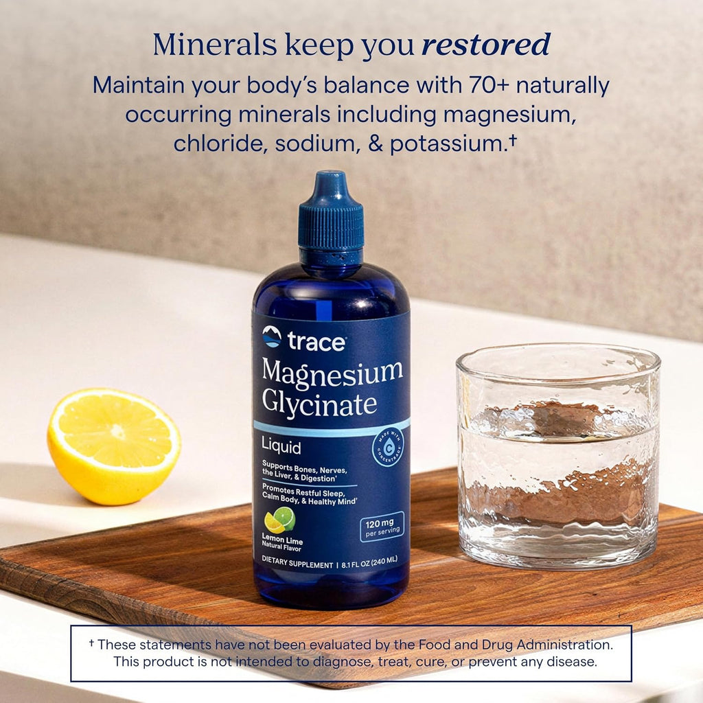 Trace Minerals Glicinato de Magnesio líquido lima limón de 8 oz.