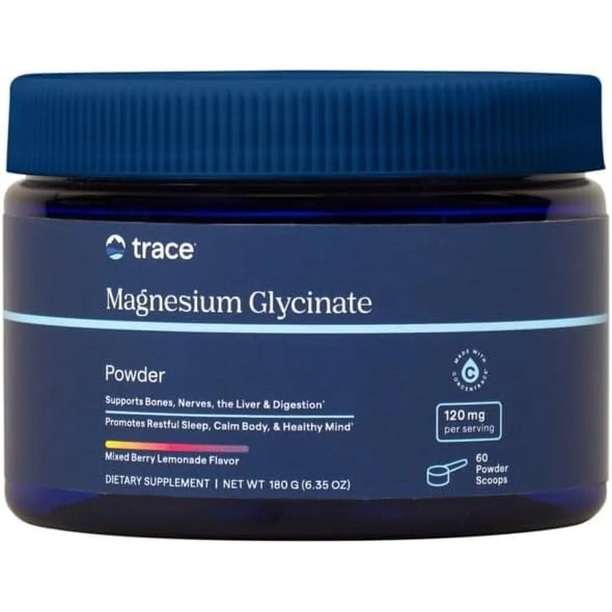 Trace Minerals Polvo de glicinato de magnesio 120 mg limonada de bayas