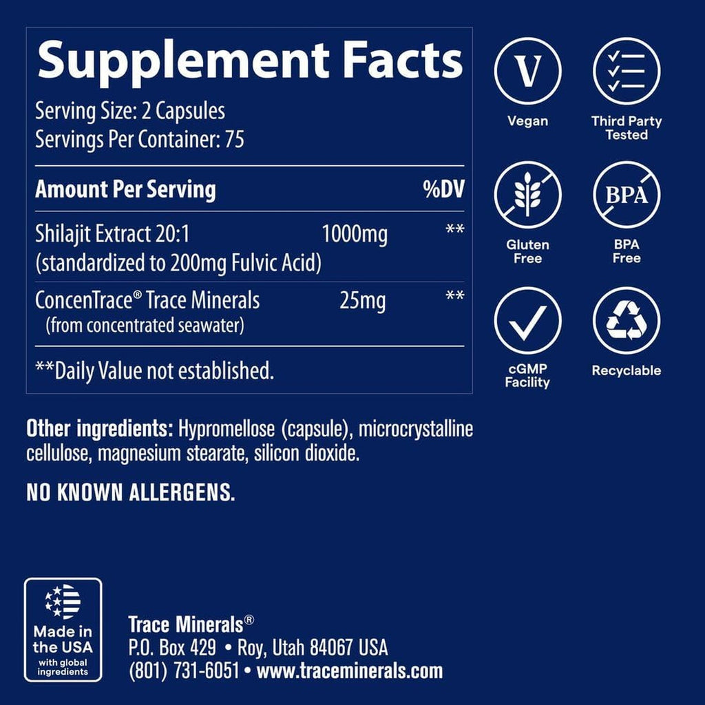 Trace Minerals Shilajit 150 Cápsulas