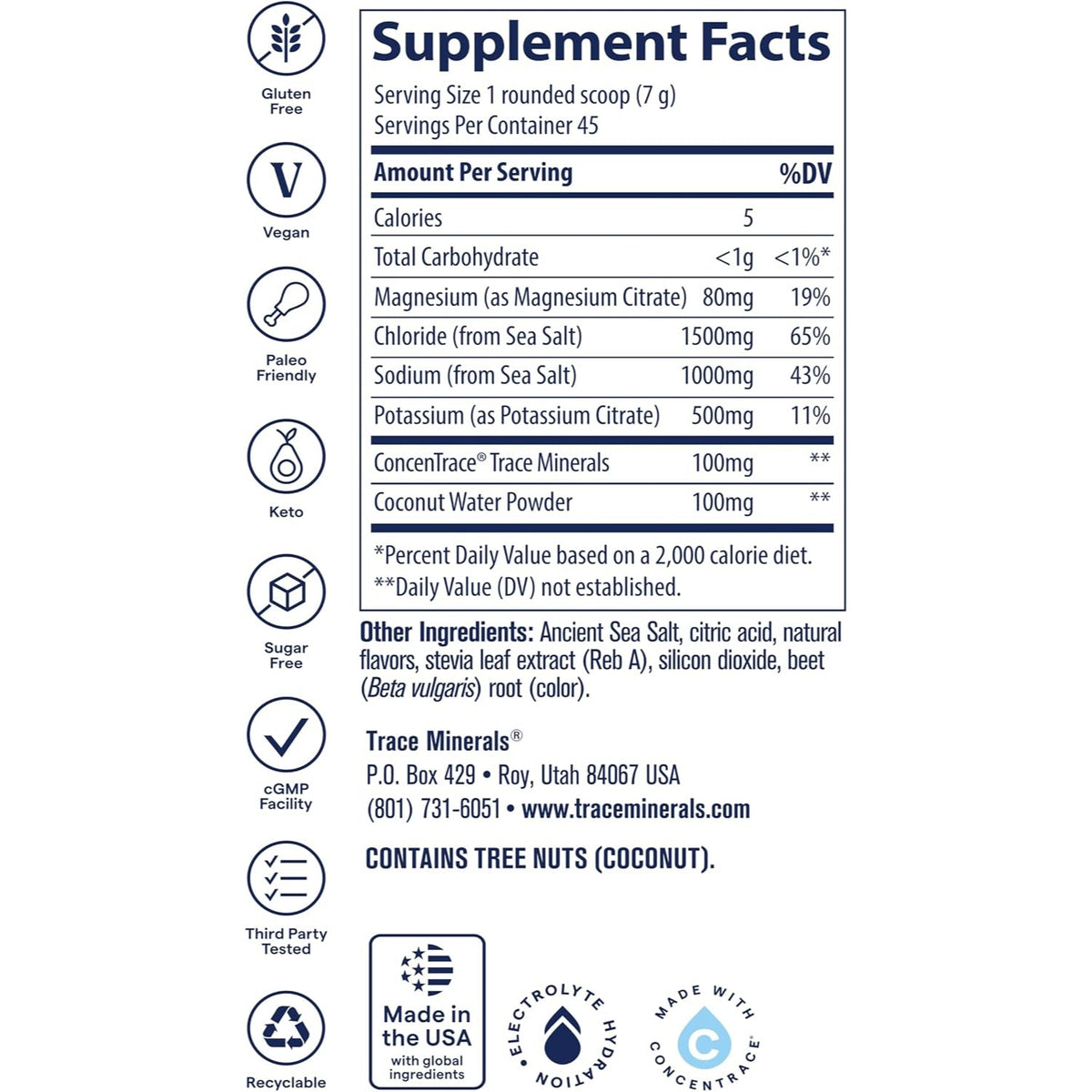 Trace Minerals Zerolyte Electrolitos Polvo 328 G Sabor Limonada Bayas Limonada De Bayas Saladas – Hidratación