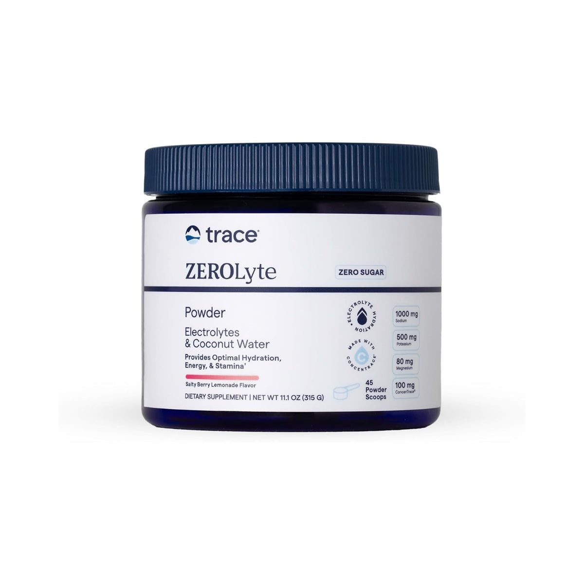Trace Minerals Zerolyte Electrolitos Polvo 328 G Sabor Limonada Bayas Limonada De Bayas Saladas – Hidratación