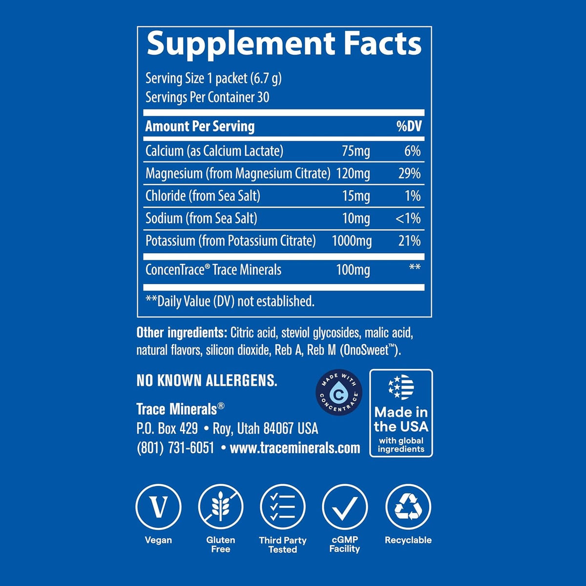 Trace Minerals Trace Hydro Pak Keto Potasio Hidratacion Energia 30 Pack Lima Limón – Hidratación