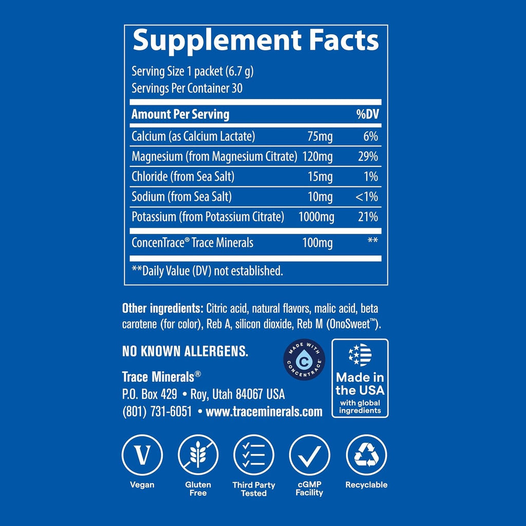 Trace Minerals Trace Hydro Pak Keto Potasio Hidratacion Energia 30 Pack Naranja – Hidratación