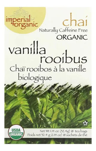Uncle Lee's Tea Imperial Organic Vanilla Rooibos Chai | 18 Bolsitas | Té Rooibos Orgánico | Sabor Vainilla y Especias | Sin Cafeína
