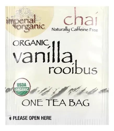 Uncle Lee's Tea Imperial Organic Vanilla Rooibos Chai | 18 Bolsitas | Té Rooibos Orgánico | Sabor Vainilla y Especias | Sin Cafeína
