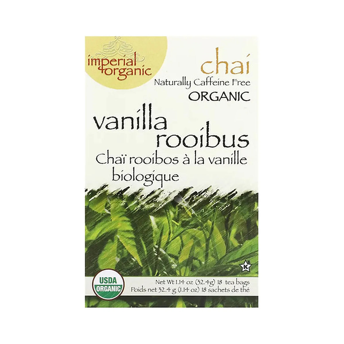 Uncle Lee's Tea Imperial Organic Vanilla Rooibos Chai | 18 Bolsitas | Té Rooibos Orgánico | Sabor Vainilla y Especias | Sin Cafeína