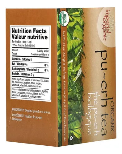 Uncle Lee's Tea Imperial Organic Pu-Erh Tea | 18 Bolsitas | Té Orgánico Fermentado | Antioxidantes Naturales