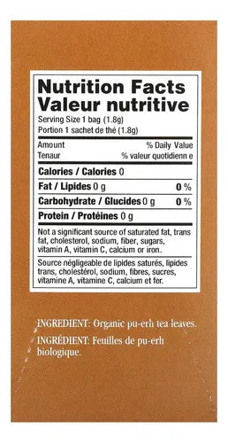 Uncle Lee's Tea Imperial Organic Pu-Erh Tea | 18 Bolsitas | Té Orgánico Fermentado | Antioxidantes Naturales