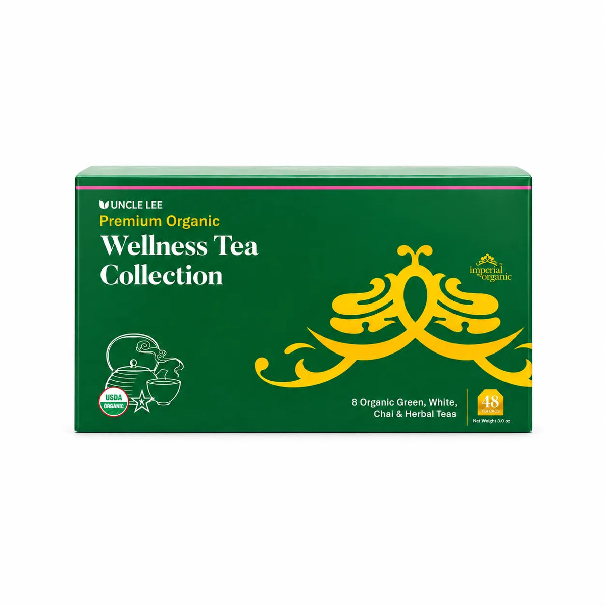 Uncle Lee's Tea Premium Organic Wellness | 40 Bolsitas | 8 Variedades de Té Orgánico | Colección de Infusiones
