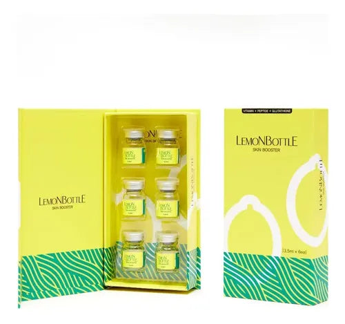 Lemon Bottle Skin Booster | 6 Ampolletas de 3.5 ml | Vitaminas, Ácido Hialurónico y Péptidos | Hidratación y Luminosidad Facial