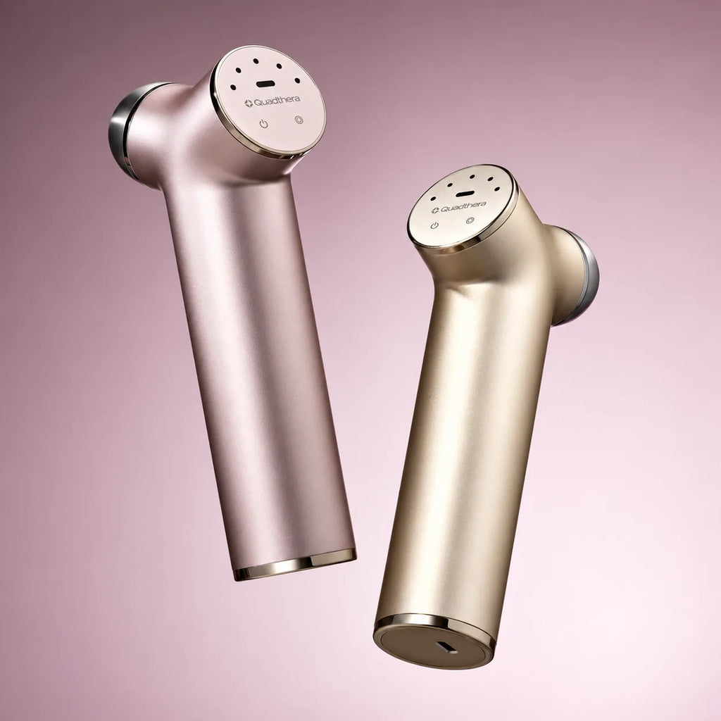 Quadthera Titan | Dispositivo Ultrasónico Facial | 4 Frecuencias | Champagne Gold | Firmeza, Hidratación y Rejuvenecimiento Facial | Cuidado de la Piel