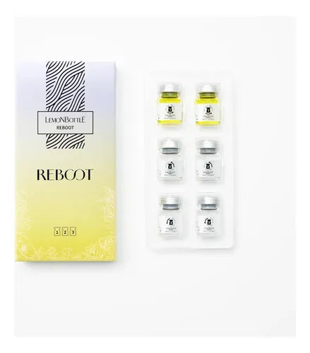 Lemon Bottle Reboot | 6 Ampolletas de 3 ml | Tratamiento Facial de 3 Pasos | Hidratación y Luminosidad | Uso Profesional