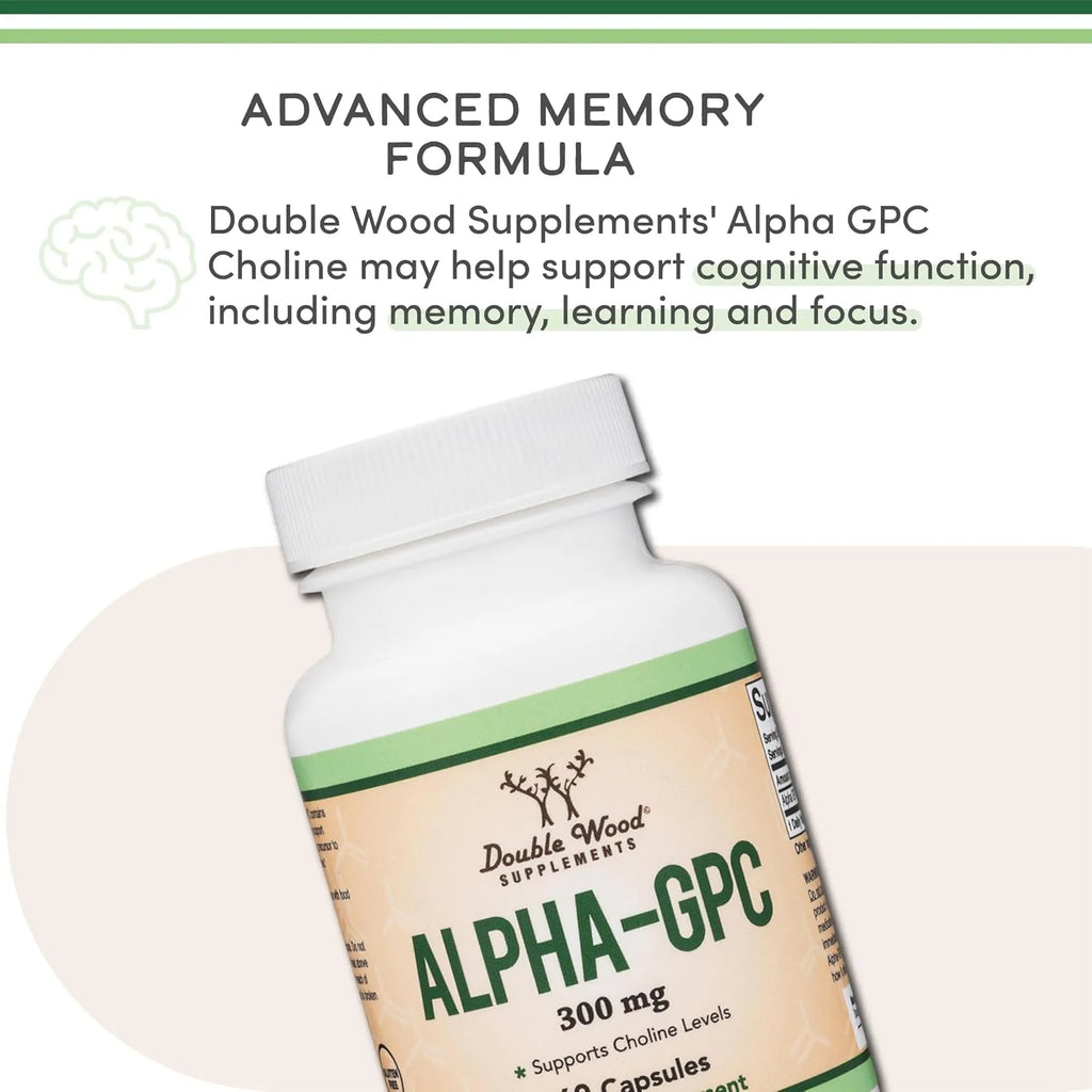 Double Wood Alpha- Gpc Soporte Cognitivo 300 Mg, 60 Caps