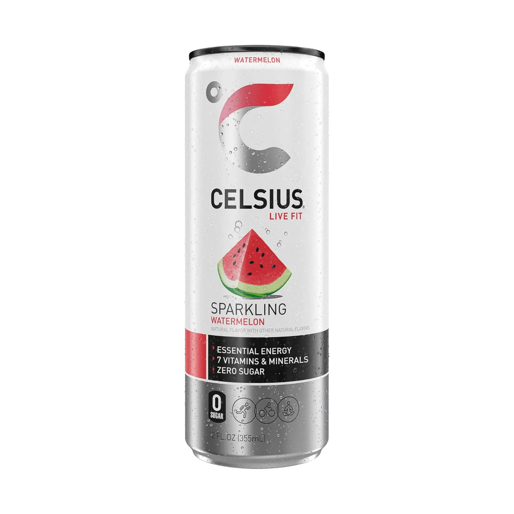 Celsius Live Fit Sparkling | Bebida Energética con 200 mg de Cafeína | 12 Latas de 355 ml | Sabor Sandía