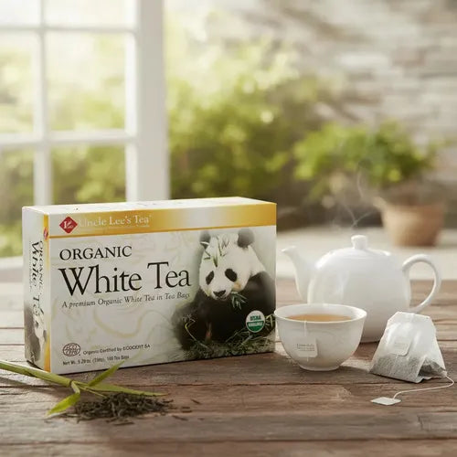 Uncle Lee's Tea Organic White Tea | 100 Bolsitas | Té Blanco Orgánico | Antioxidantes Naturales | Infusión Herbal