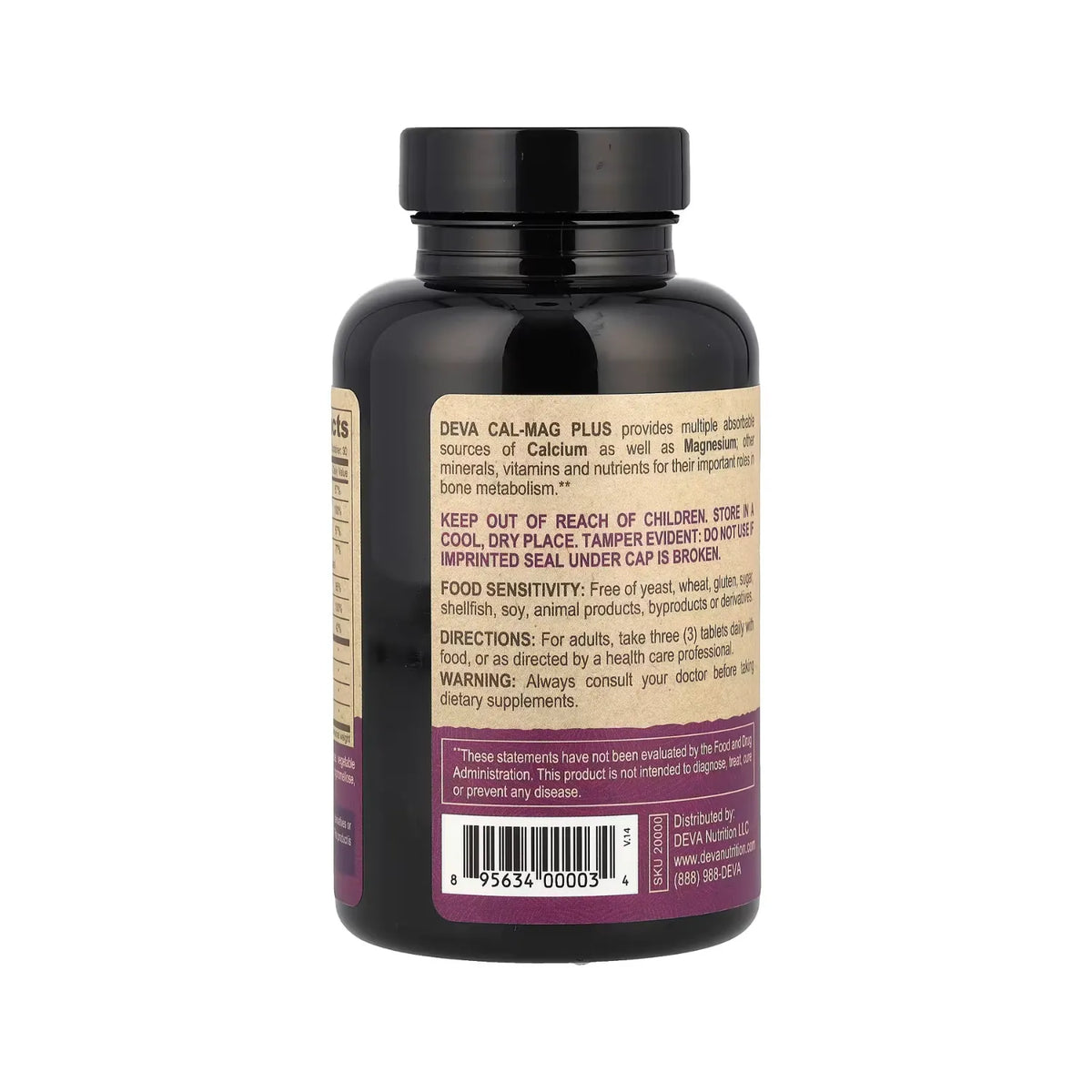 Deva Nutrition Vegan Cal-Mag Plus Con 90 Tabletas
