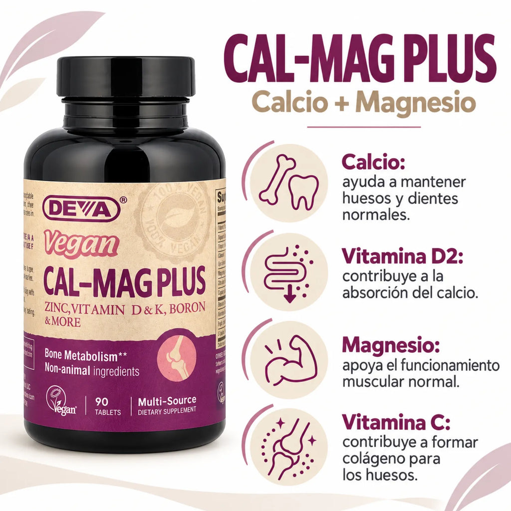 Deva Nutrition Vegan Cal-Mag Plus Con 90 Tabletas