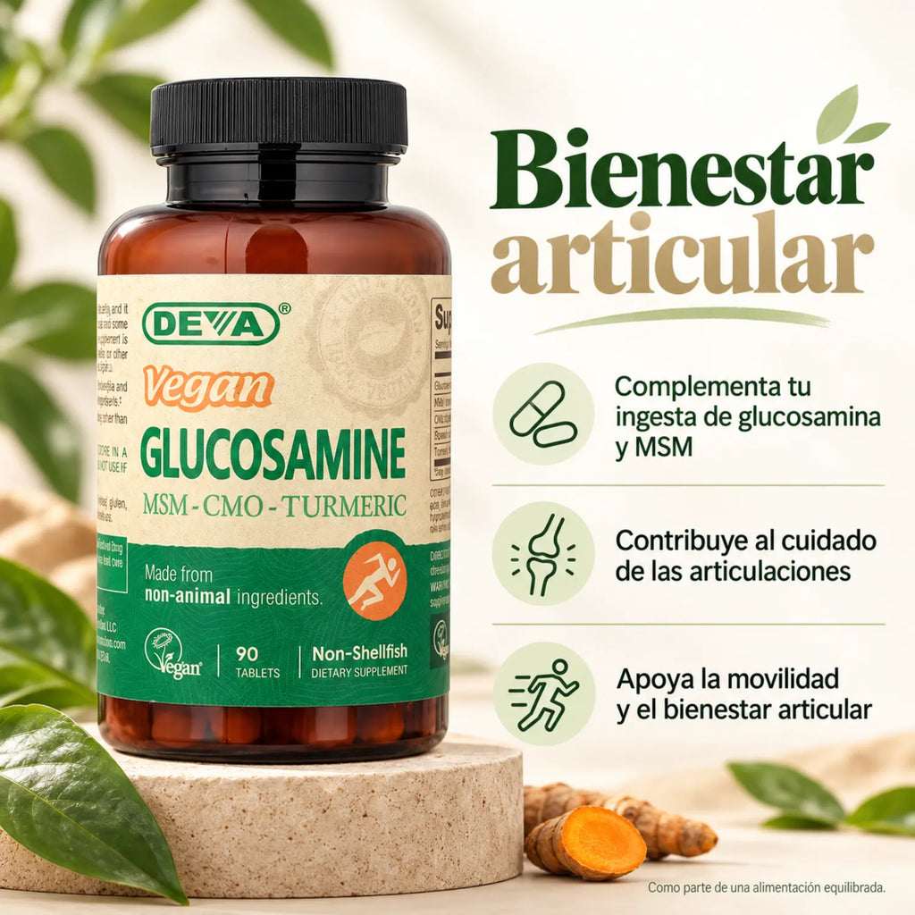 Deva Nutrition Vegan Glucosamine MSM-CMO-TUMERIC 90 Tabletas