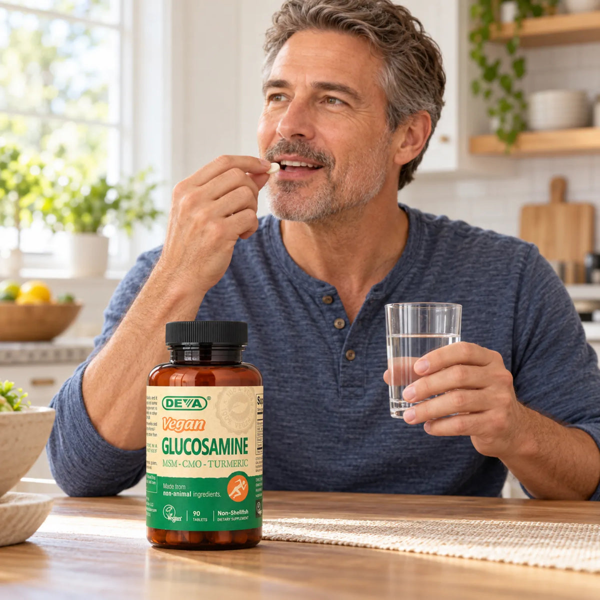 Deva Nutrition Vegan Glucosamine MSM-CMO-TUMERIC 90 Tabletas
