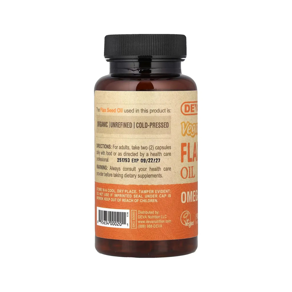 Deva Nutrition Vegan FlaxSeed Oil Omega-3 90 Capsulas Veganas