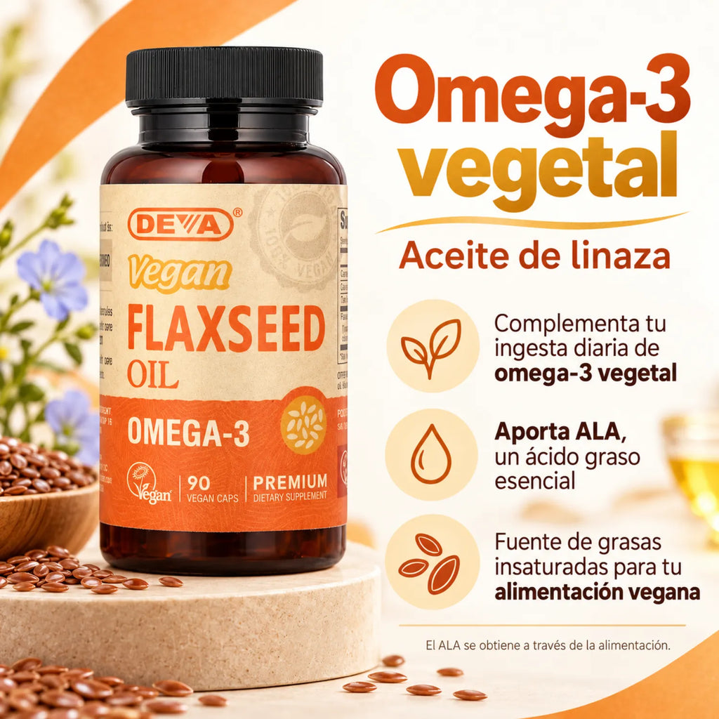 Deva Nutrition Vegan FlaxSeed Oil Omega-3 90 Capsulas Veganas