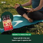 Deva, Vitamina B12 vegana con ácido fólico y vitamina B6, Disolución rápida, 90 Tabletas