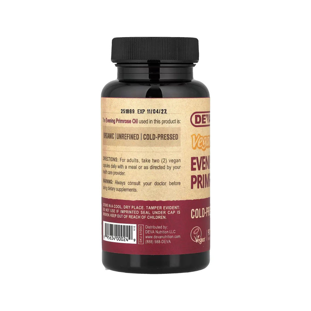 Deva Nutrition Aceite De Onagra Vegano 90 Cápsulas Veganas