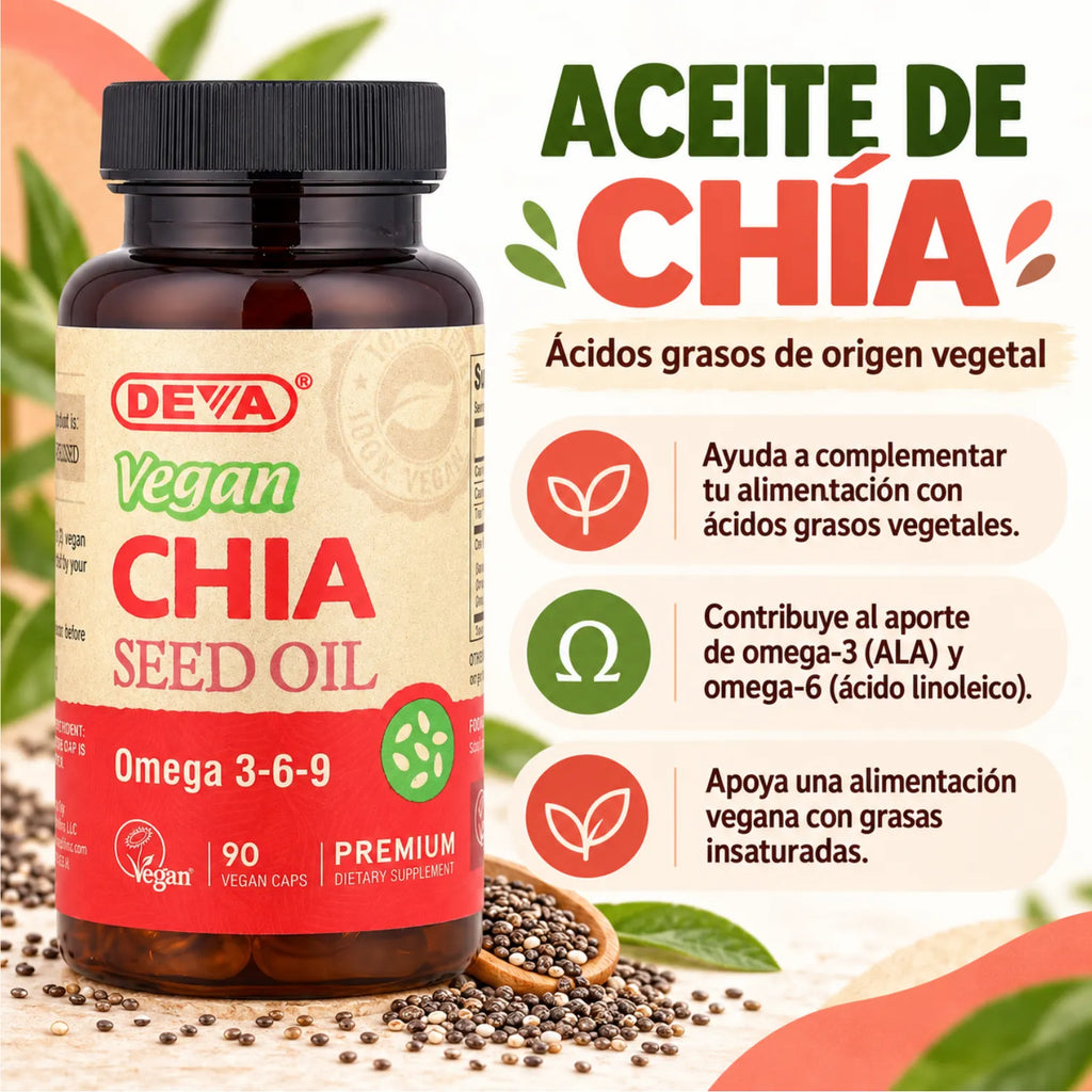 Deva Nurtition Vegan  Aceite De Semilla De Chía 90 Capsulas Veganas