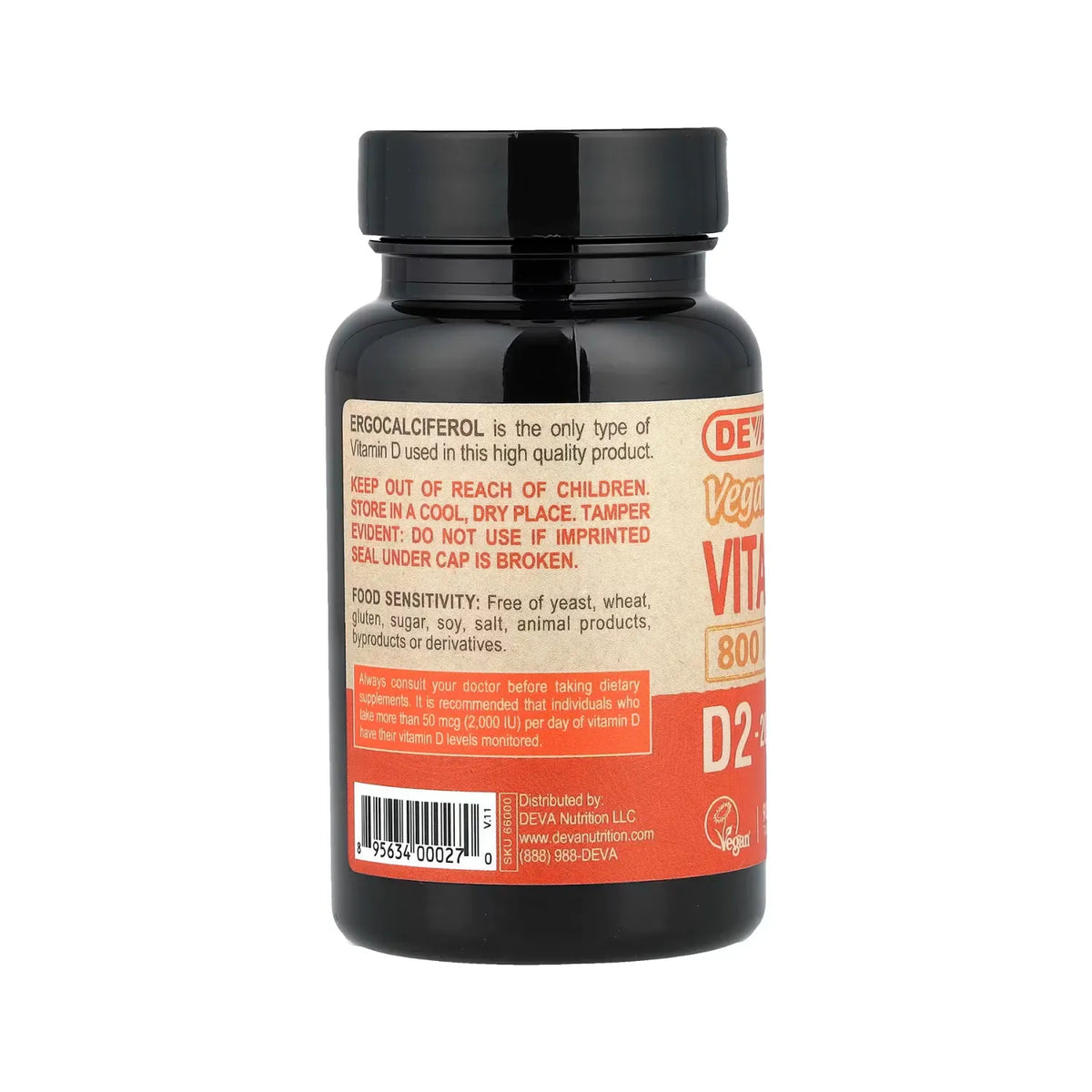 Deva Nutrition Vegan Vitamin D2 – 800 IU 90 Tabletas