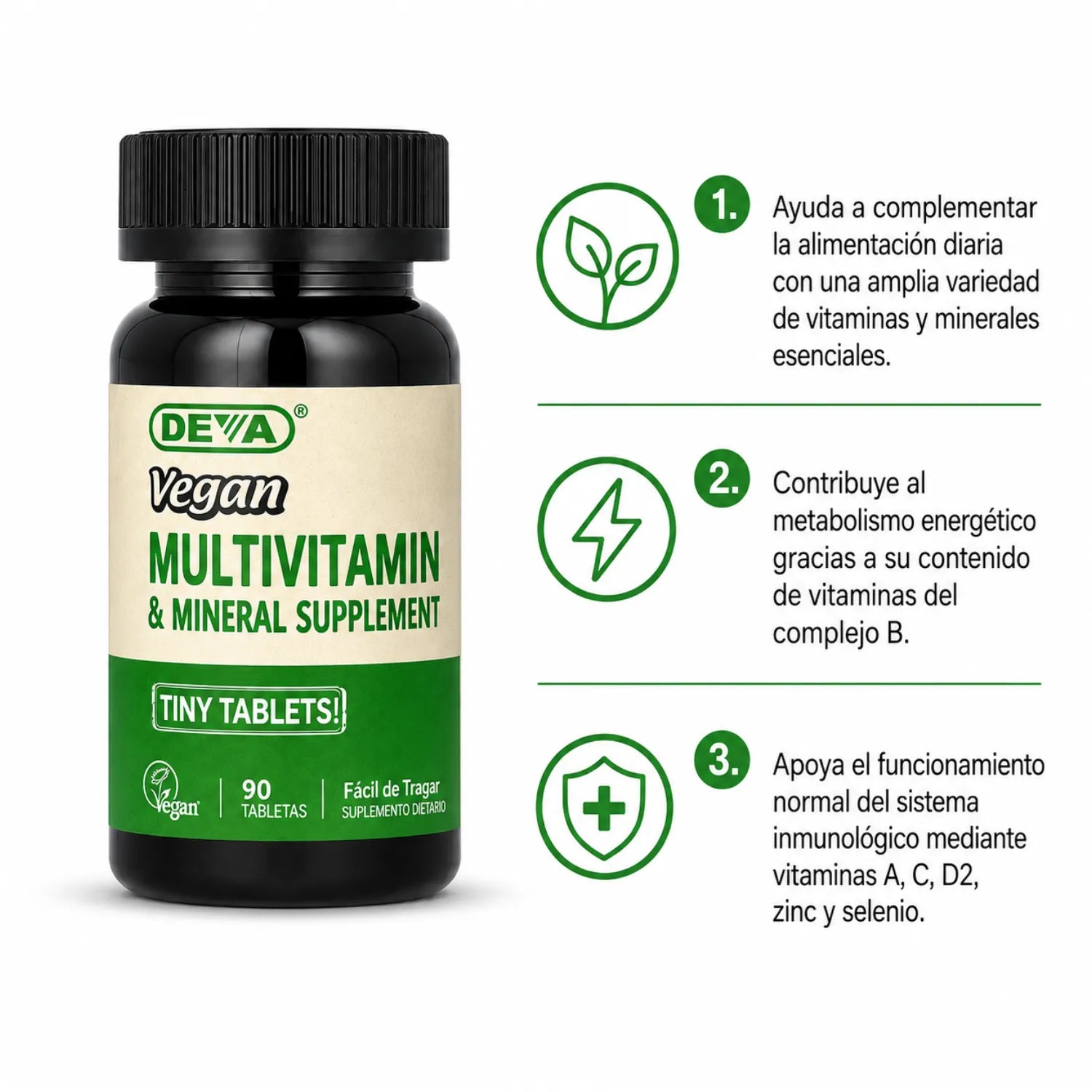 Deva, Suplemento Multivitamínico y Mineral Vegano, 90 Capsulas
