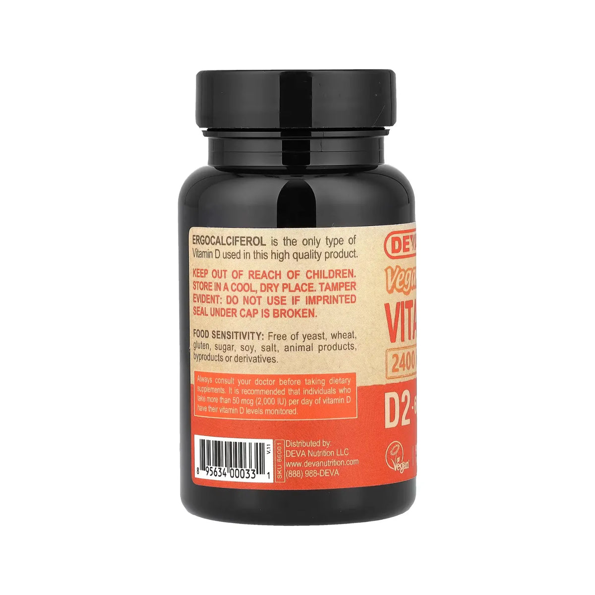 Deva Nutrition Vegan Vitamin D2 – 2400 IU