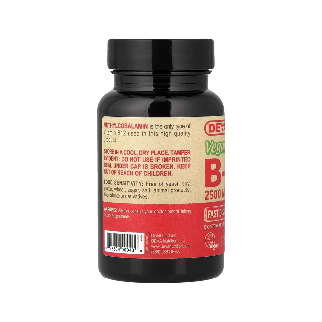 Deva Nutrition Vegan Vitamina B12 De Rápida Disolución 2500 mcg 90 Tabletas