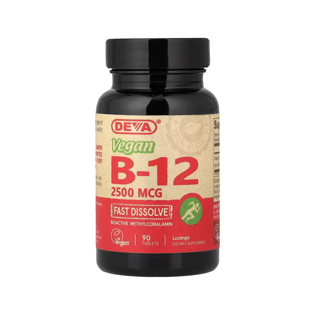 Deva Nutrition Vegan Vitamina B12 De Rápida Disolución 2500 mcg 90 Tabletas